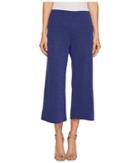 Nally & Millie Cropped Pull-on Wide Leg French Terry Pants (blue) Women's Casual Pants