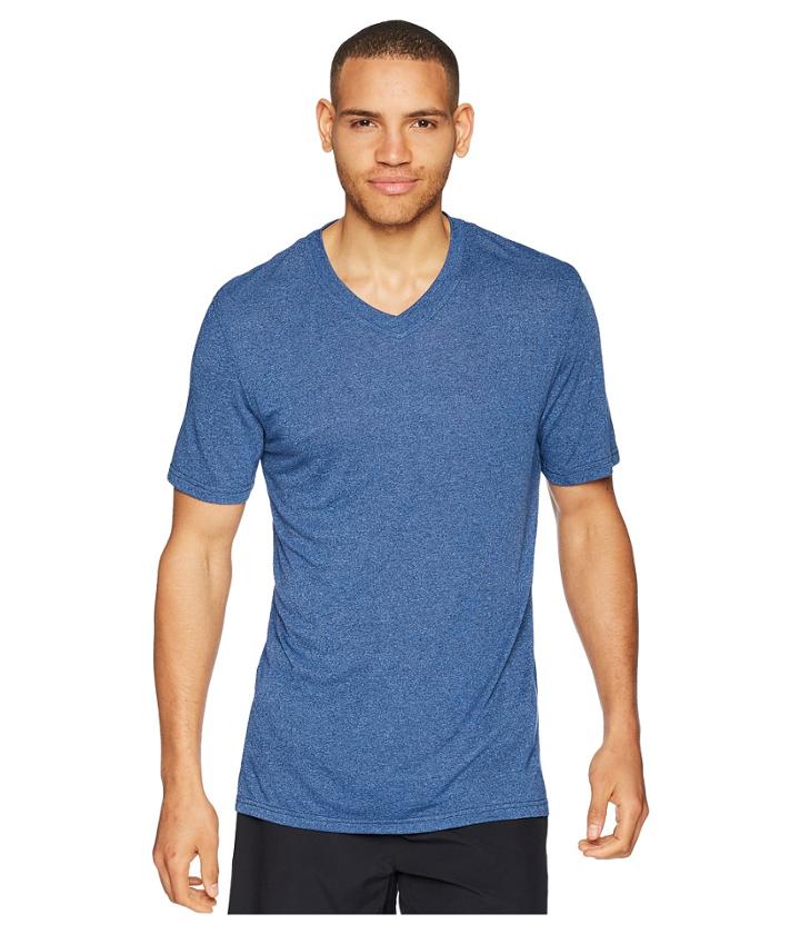 Jockey 50 Rayon/50 Poly Knit Short Sleeve V-neck Tee (blue Tranquil/stone Blue) Men's Short Sleeve Pullover
