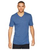 Jockey 50 Rayon/50 Poly Knit Short Sleeve V-neck Tee (blue Tranquil/stone Blue) Men's Short Sleeve Pullover