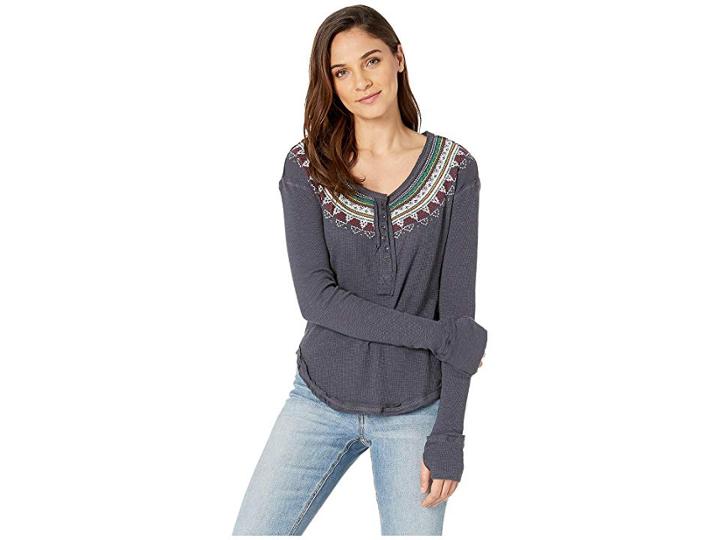 Free People Fair Isle Thermal (dark Grey) Women's Clothing