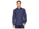 Bugatchi Long Sleeve Point Collar Woven Shaped (navy) Men's Clothing