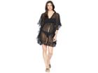 Bleu Rod Beattie Open Front Ruffle Caftan Cover-up (black) Women's Swimwear