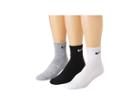 Nike Cotton Cushion Quarter With Moisture Management 3-pair Pack (grey Heather/black/white/black/black/white) Men's Quarter Length Socks Shoes