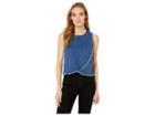 Bcbgeneration Frayed Edge Sleeveless Woven Top (medium Wash) Women's Clothing