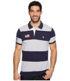 U.s. Polo Assn. Slim Fit Color Block Short Sleeve Pique Polo Shirt (light Heather Gray) Men's Short Sleeve Pullover