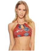 Roxy Softly Love Print Crop Bikini Top (tandoori Spice Velvet Tribes) Women's Swimwear