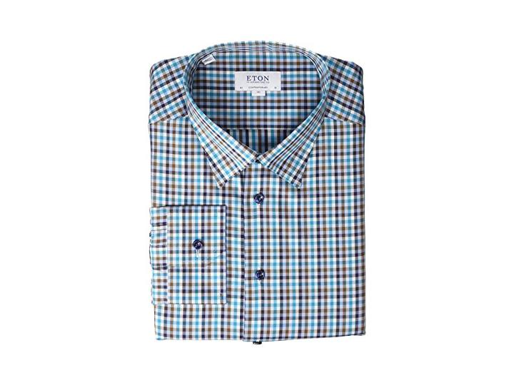Eton Contemporary Fit Plaid Button Down Shirt (blue) Men's Clothing