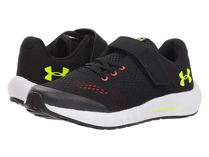 Under Armour Kids Ua Bps Pursuit Ac (little Kid) (black/white/high-vis Yellow) Boys Shoes