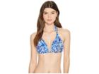 Lauren Ralph Lauren Playa Floral Molded Cup Slider Top (blue) Women's Swimwear