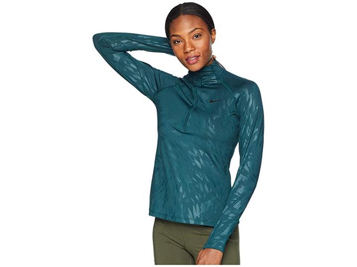 Nike Pro Warm 1/2 Zip (midnight Spruce/black) Women's Long Sleeve Pullover