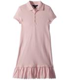 Polo Ralph Lauren Kids Eyelet-hem Mesh Polo Dress (little Kids/big Kids) (hint Of Pink) Girl's Dress