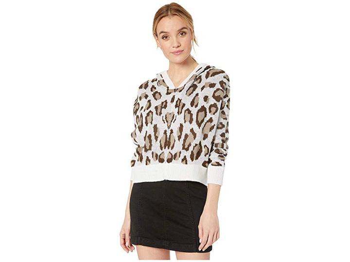 Chaser Intarsia High-low Dolman Pullover Hoodie (animal) Women's Clothing