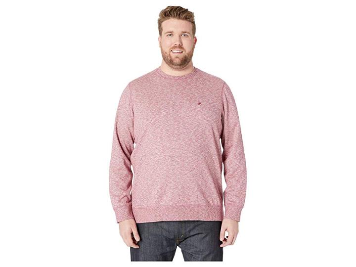 Original Penguin Big Tall Long Sleeve Jaspe Crew Neck (biking Red) Men's Clothing