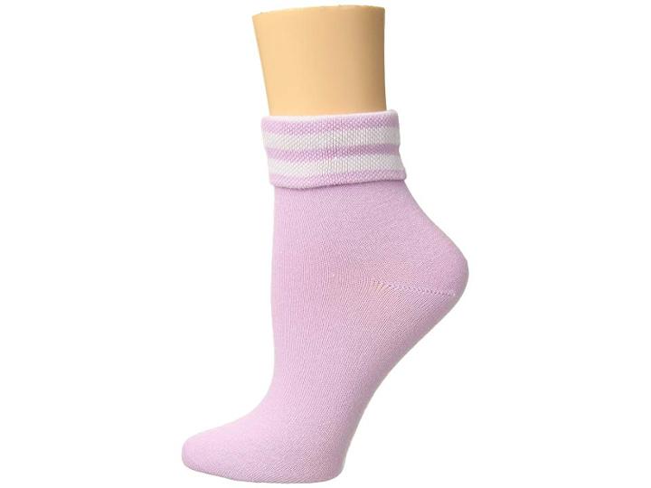Adidas Originals Originals 3-stripe Fold Ankle Single Quarter Sock (clear Lilac/white) Women's Quarter Length Socks Shoes