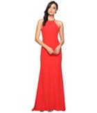 Faviana Crepe Halter W/ Strap Sides S7913 (red) Women's Dress