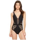 Becca By Rebecca Virtue Color Play Plunge One-piece (black) Women's Swimsuits One Piece