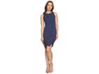 Kensie Lightweight Viscose Spandex Dress And Side Slit Ks6k7219 (true Navy Combo) Women's Dress