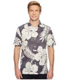 Tommy Bahama Hialeah Hibiscus Camp Shirt (steel Wool) Men's Clothing