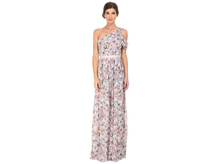 Donna Morgan Printed One Shoulder (pink Multi) Women's Dress
