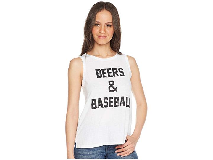 The Original Retro Brand Beers And Baseball Slub Tank Top (white) Women's Clothing