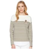 Lauren Ralph Lauren Striped Layered Cotton Sweater (chalk/sage Moss) Women's Sweater