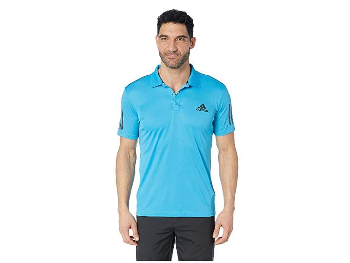 Adidas Club 3-stripes Polo (shock Cyan/black) Men's Clothing