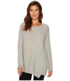 Two By Vince Camuto Long Sleeve Smog Yarn Mixed Novelty Stitch Pullover (grey Heather) Women's Long Sleeve Pullover