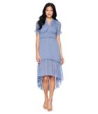 Romeo & Juliet Couture Short Sleeve Ruffle Detail Dress (dusty Blue) Women's Dress