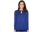 Ivanka Trump Knit Peplum Long Sleeve With Keyhole (twighlight) Women's Long Sleeve Pullover