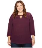 Lucky Brand Plus Size Lace Mix Peasant Top (pickled Beet) Women's Clothing