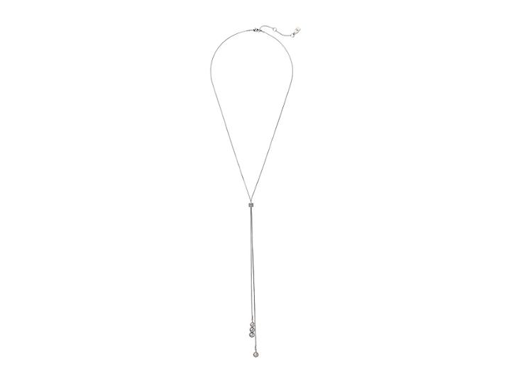 Lauren Ralph Lauren 36 With Fresh Water Pearl Lariat Necklace (rose Gold/pearl/crystal) Necklace