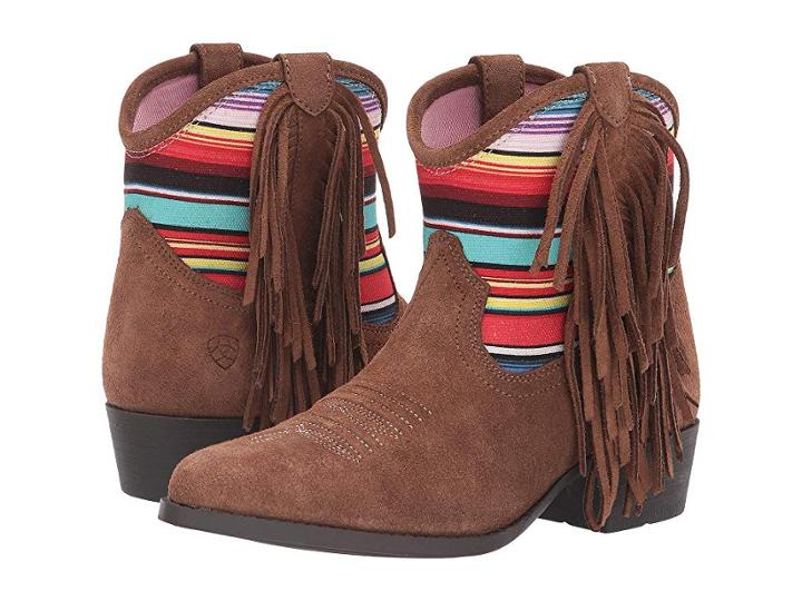 Ariat Kids Duchess (toddler/little Kid/big Kid) (powder Brown Suede/pink Serape) Cowboy Boots