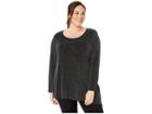 Calvin Klein Plus Plus Size Long Sleeve Asymmetric Metallic Top (black/silver) Women's Clothing