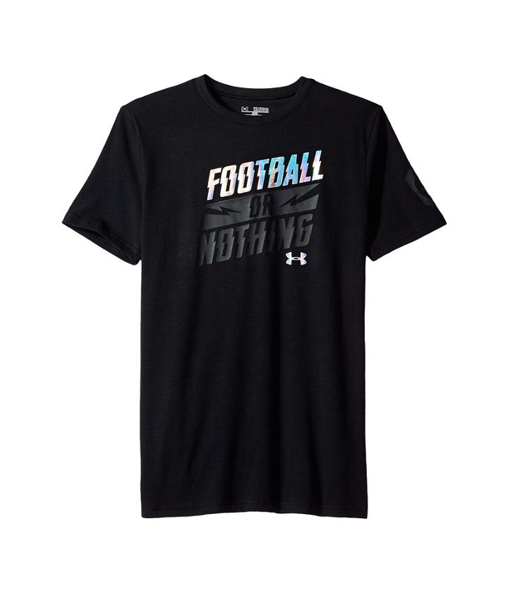Under Armour Kids Football Or Nothing Short Sleeve Tee (big Kids) (black) Boy's T Shirt