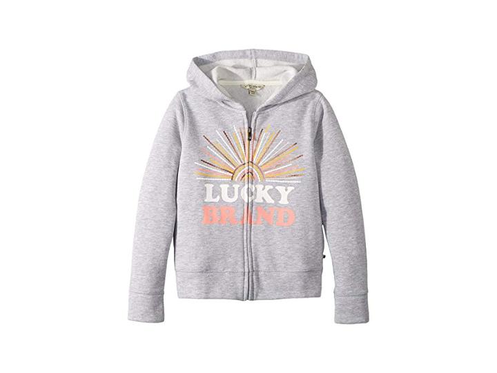 Lucky Brand Kids Myah Hoodie (big Kids) (cool Grey Heather) Girl's Sweatshirt