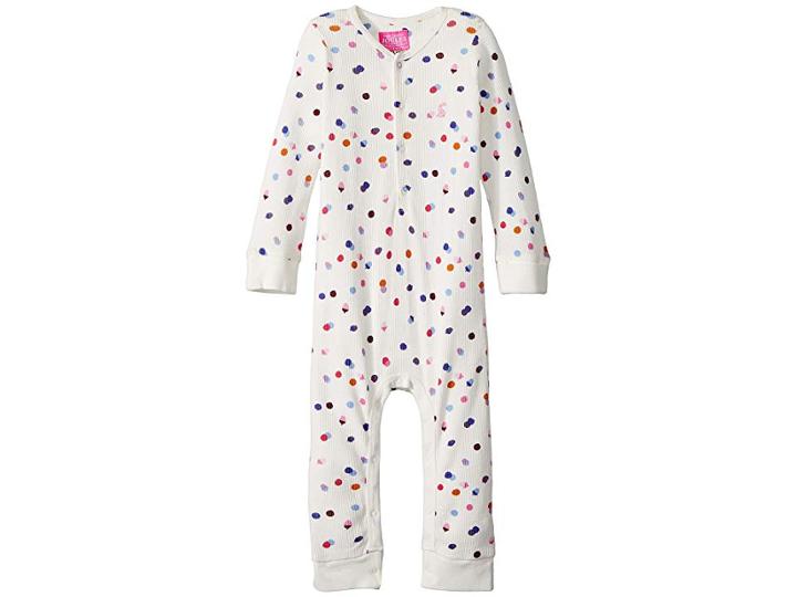 Joules Kids Printed Waffle Footie (infant) (cream Acorn Spot) Girl's Jumpsuit & Rompers One Piece