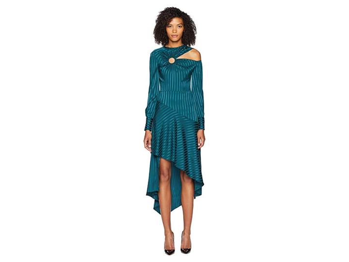 Yigal Azrouel Long Sleeve Cut Out Dress W/ Ring Detail (dark Green) Women's Dress