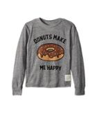 The Original Retro Brand Kids Donuts Make Me Happy Long Sleeve Tri-blend T-shirt (big Kids) (streaky Grey) Boy's T Shirt