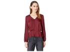Vince Camuto Long Sleeve Peplum Hem Button Down Blouse (manor Red) Women's Blouse