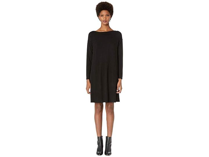 Eileen Fisher Bateau Neck K/l Dress (black) Women's Dress