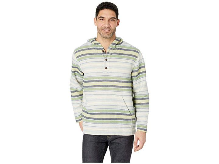 Pendleton Serape Stripe Popover Hoodie (green Stripe) Men's Sweatshirt