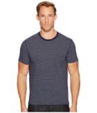 7 For All Mankind Short Sleeve Stripe Ringer Tee (navy Ecru Feeder Stripe) Men's T Shirt