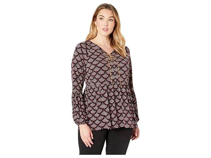 Michael Michael Kors Plus Size Chandelier Chain Neck Top (cordovan) Women's Clothing