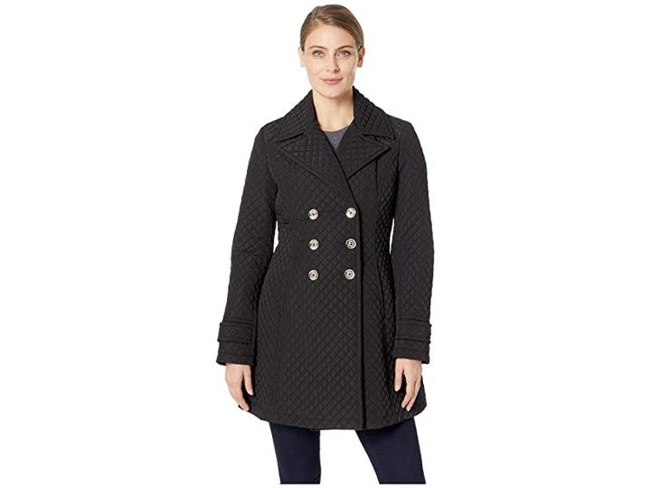 Ivanka Trump Double Breasted Button Quilt Jacket (black) Women's Coat