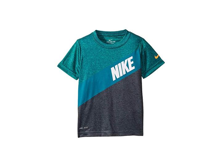 Nike Kids Swoosh Shield Dri-fit Short Sleeve Tee (little Kids) (black) Boy's Clothing