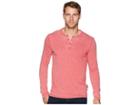 Lucky Brand Sueded Burnout Henley Shirt (pompeiian Red) Men's Clothing