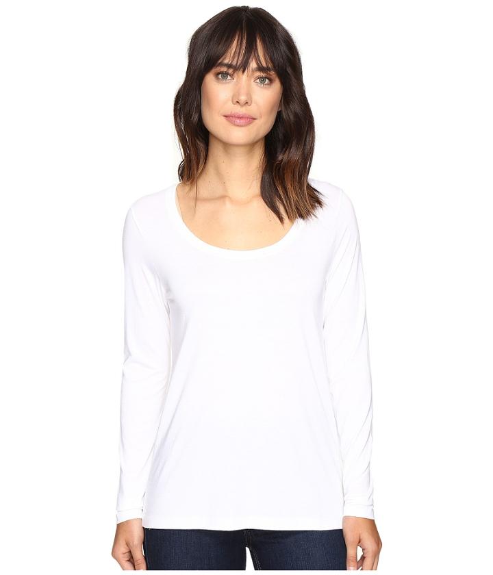 Lilla P Pima Modal Long Sleeve Scoop Neck (white) Women's Clothing