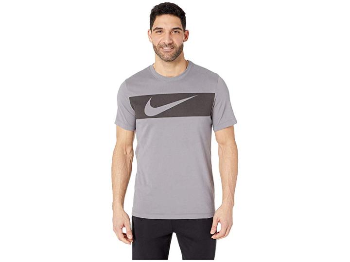 Nike Dry Tee Dri-fittm Cotton Swoosh Bar (gunsmoke/black) Men's T Shirt