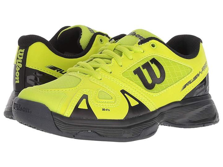 Wilson Kids Jr Rush Pro 2.5 (little Kid/big Kid) (acid Lime/black/ebony) Kids Shoes