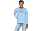 Life Is Good Engraved Sunflower Crusher Long Sleeve T-shirt (powder Blue) Women's T Shirt